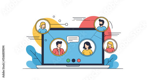 Virtual team collaboration technology connecting people through online meetings and digital communication tools enabling remote workforces efficiently