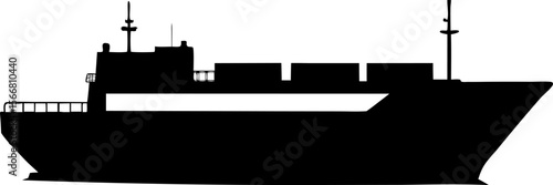 Cargo Ship Silhouette  isolated on white background
