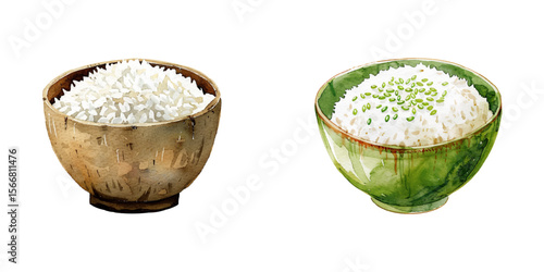 rice watercolor vector illustration