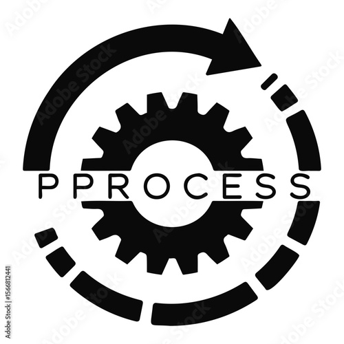 Foto A graphic depiction of a gear surrounded by the word process and a circular arro