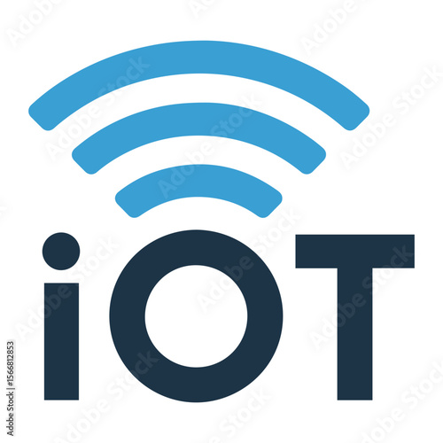 Illustration of the iot logo with a blue wifi symbol above the letters io and t in dark blue color