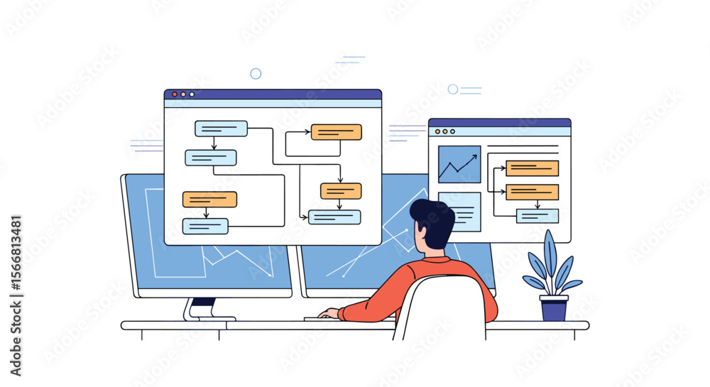 Naklejka premium Visualizing business processes using flowcharts and diagrams for enhanced understanding and operational efficiency