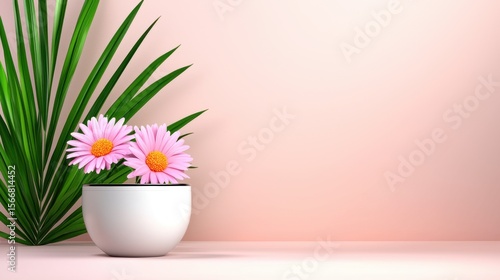 Wallpaper Mural Pink Flowers in White Bowl Minimalist Still Life Photography Torontodigital.ca