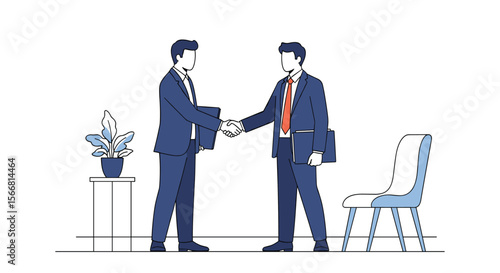 Professional businessmen agreeing on a deal during an important meeting in a modern office setting discussion conversation partnership collaboration