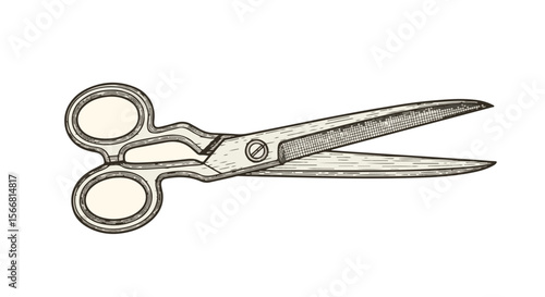 Vintage scissors illustration with detailed design and texture  