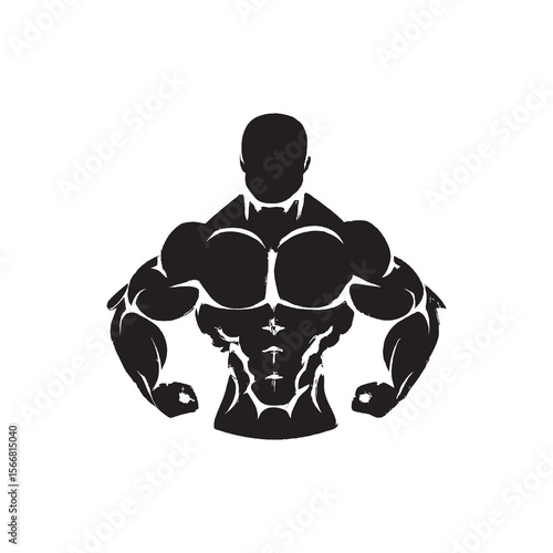 Bold Gym Fitness Logos with Muscular Icons and Weightlifting Symbols