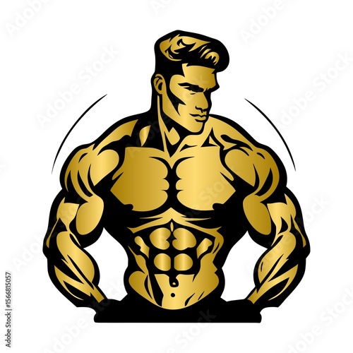 Bold Gym Fitness Logos with Muscular Icons and Weightlifting Symbols