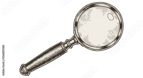 Vintage magnifying glass with ornate handle on white background  