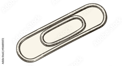 Vintage paperclip illustration in detailed monochrome design  