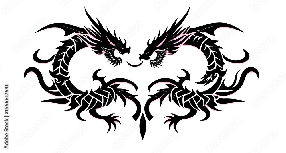 Fototapeta premium dragon tattoo design on white background