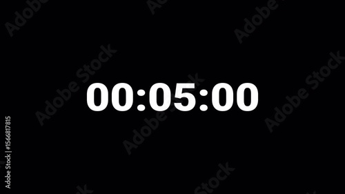 One minute digital countdown timer animation, digital stopwatch count up with minutes, seconds, milliseconds from 0 to 60 seconds on transparent background, Countdown video with alpha channel.	