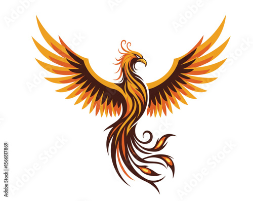 Majestic Phoenix Logo Design – Firebird Vector, Mythical Flame Bird, Spiritual Rebirth Symbol, Tribal Tattoo Art, Rising from Ashes Icon"

