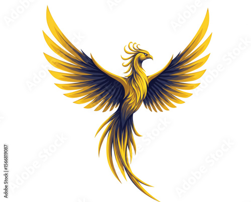 Elegant Golden Phoenix Logo Set – Fantasy Firebird Tattoo Art, Mythical Flying Bird Icons, Symbol of Rebirth, Luxury Flame Vector Design