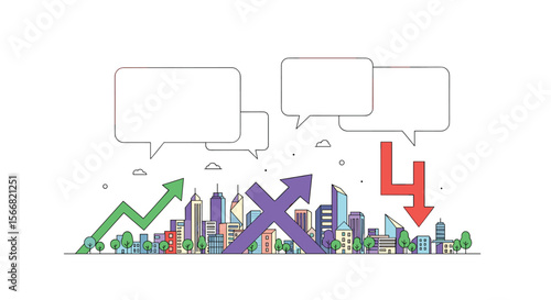 Analyzing economic trends visualized through urban growth charts and financial indicators for strategic business development and investment opportunities
