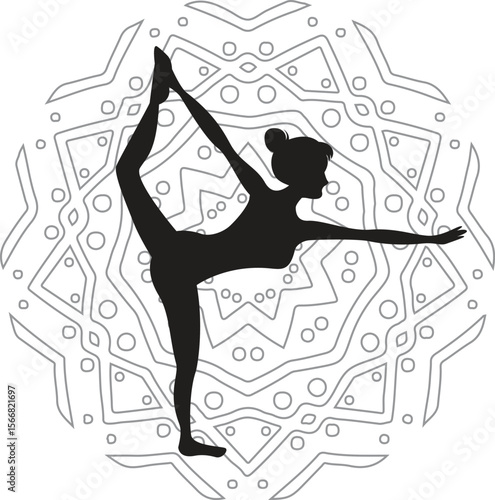 Set of women in yoga pose silhouette illustration