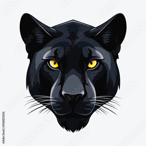 Black Panther Head Illustration with Yellow Eyes