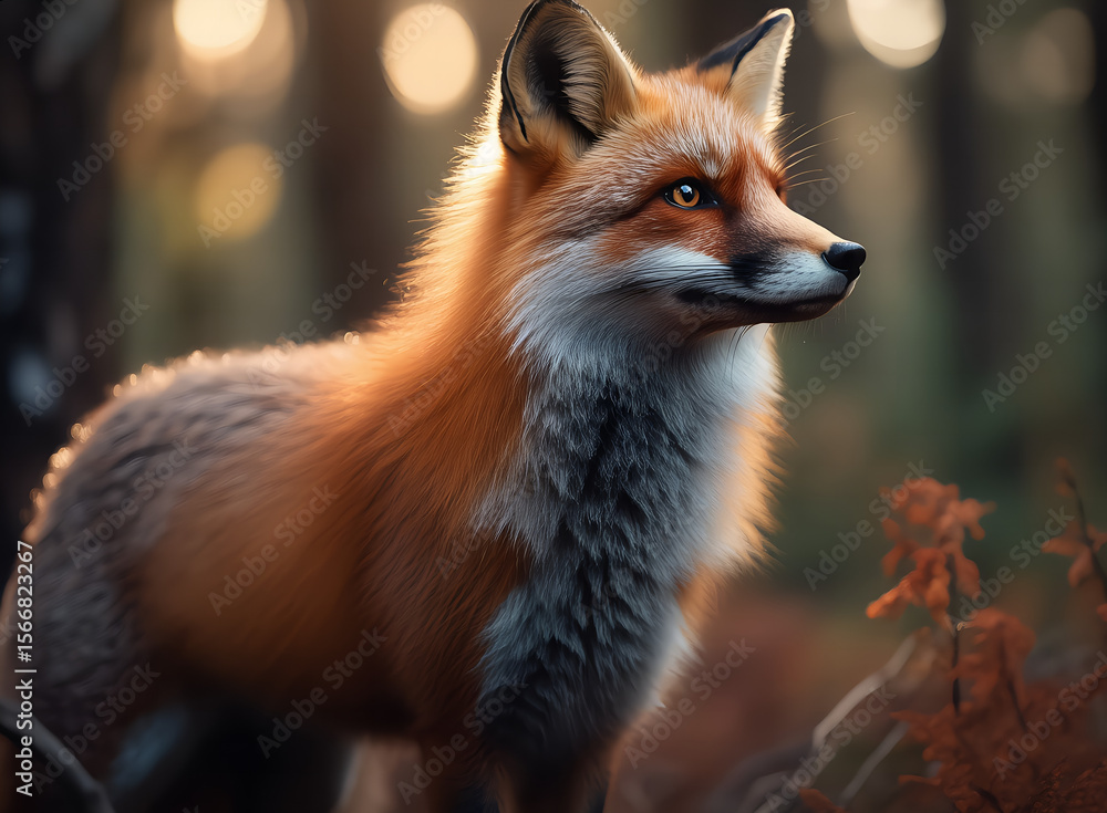 Fototapeta premium Eyes of the Forest: Red Fox in Morning Light