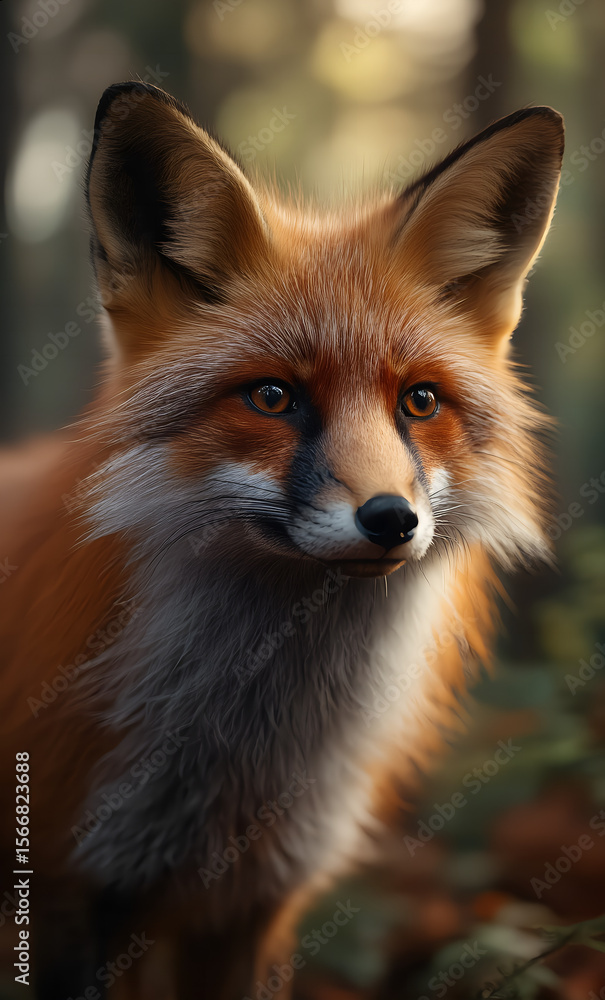 Fototapeta premium Eyes of the Forest: Red Fox in Morning Light