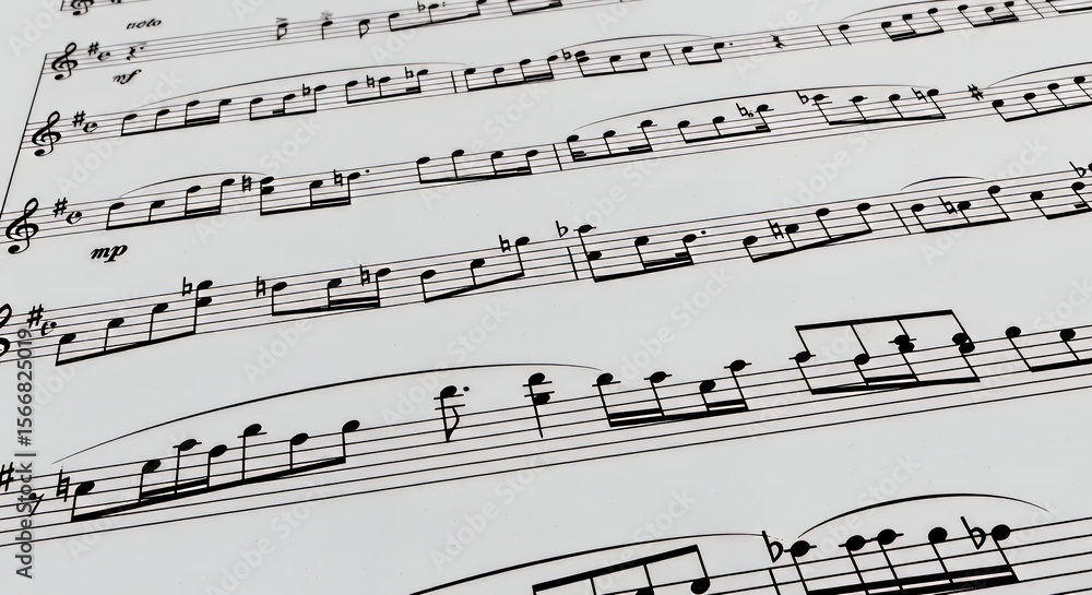 Obraz premium 楽譜のクローズアップ 美しい音符の並び
