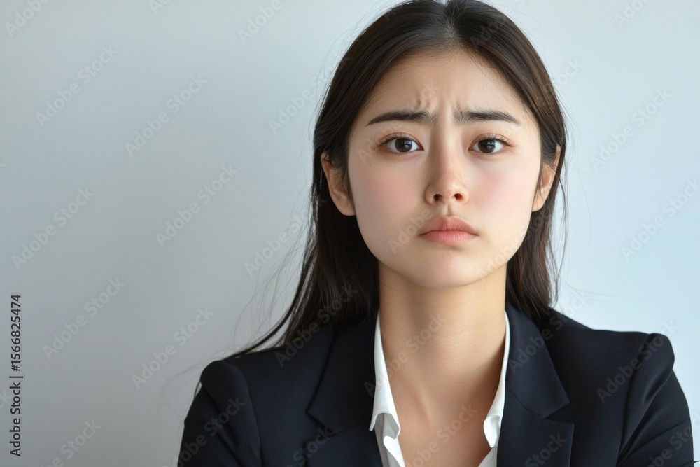 An Asian office girl expresses disappointment in a corporate environment. An Asian office girl expresses disappointment in a corporate environment.