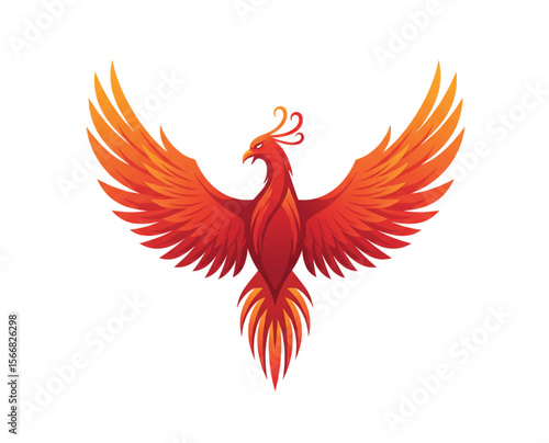 Red Phoenix Logo Set – Fiery Flame Bird Vectors, Legendary Firebirds, Tribal Tattoo Designs, Rebirth Icons, Mythical Flying Creature Art"