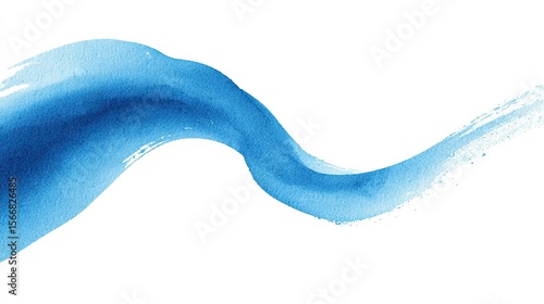 Fluid, blue watercolor swish on white