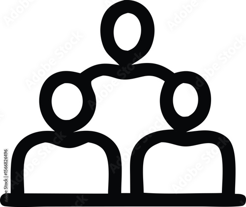 Simple black outline icon representing a hierarchical structure with a leader above two subordinates