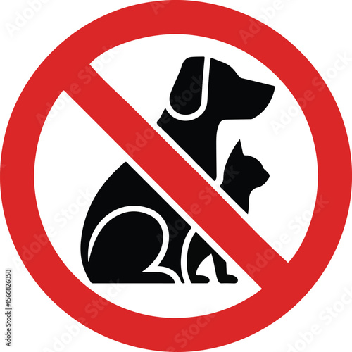 Prohibition sign stop pet dog and cat simple animals silhouette