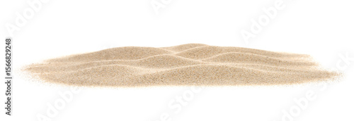 Desert sand dune isolated on white background and texture. Heap of dry beach sand on white background
