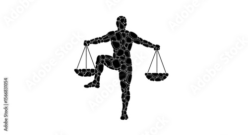 Man balance scale vector with justice metaphor.