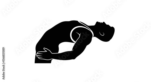 Man Stretching Back with Silhouette, Exercise, and Fitness.