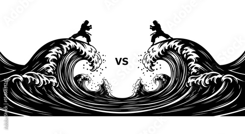 Martial Arts Wave Battle with Versus Concept.