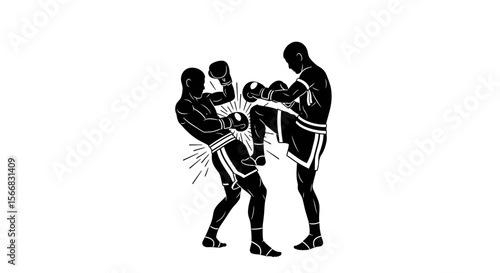 Muay Thai Fight Silhouette.