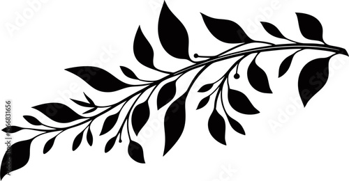 silhouette leaves vector isolated on transparent background
