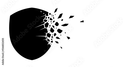 Shield Break Icon Protection Vector.