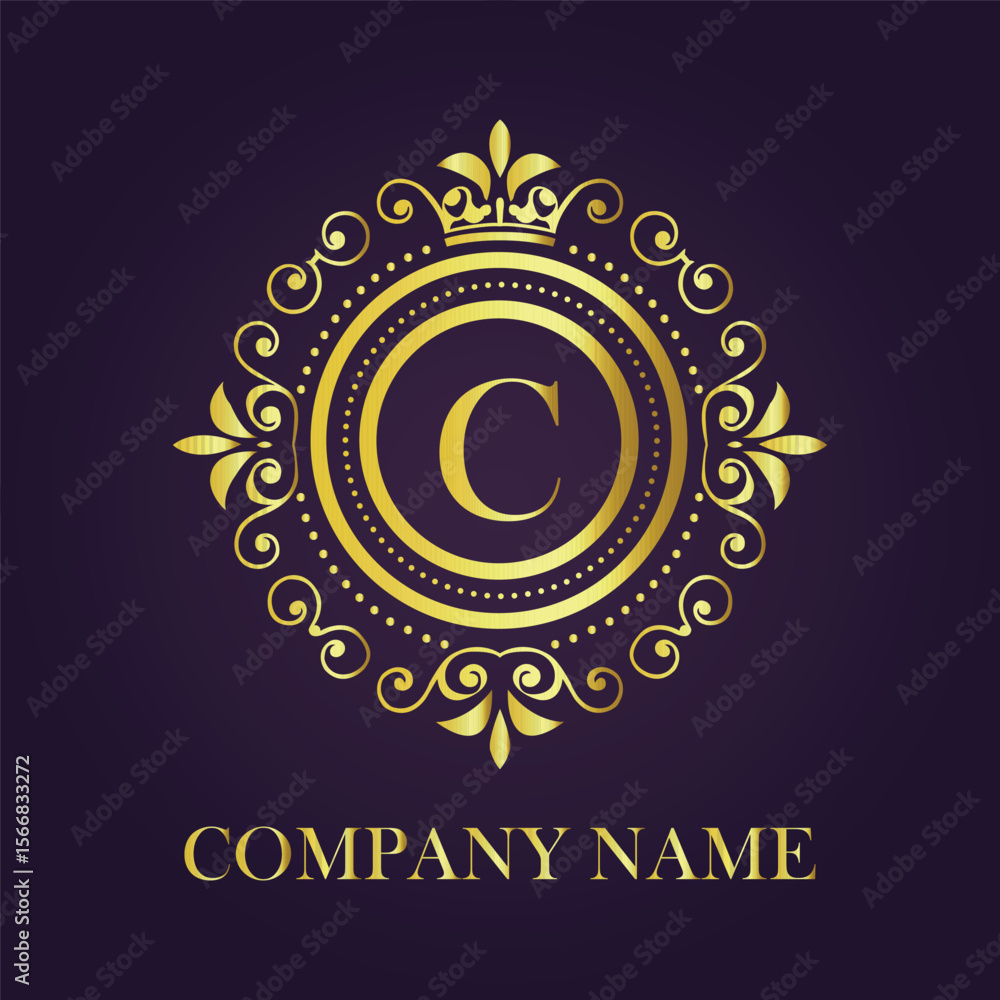 Naklejka premium Letter luxury gold logo concept