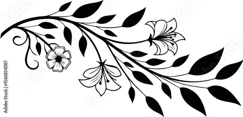 vector flower and leaves isolated on transparent background