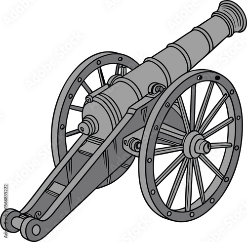 Vintage Cannon: A Detailed Illustration of Historical Artillery