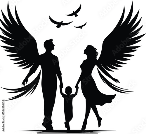 Angelic Family Silhouette A Symbol of Love, Protection, and Hope