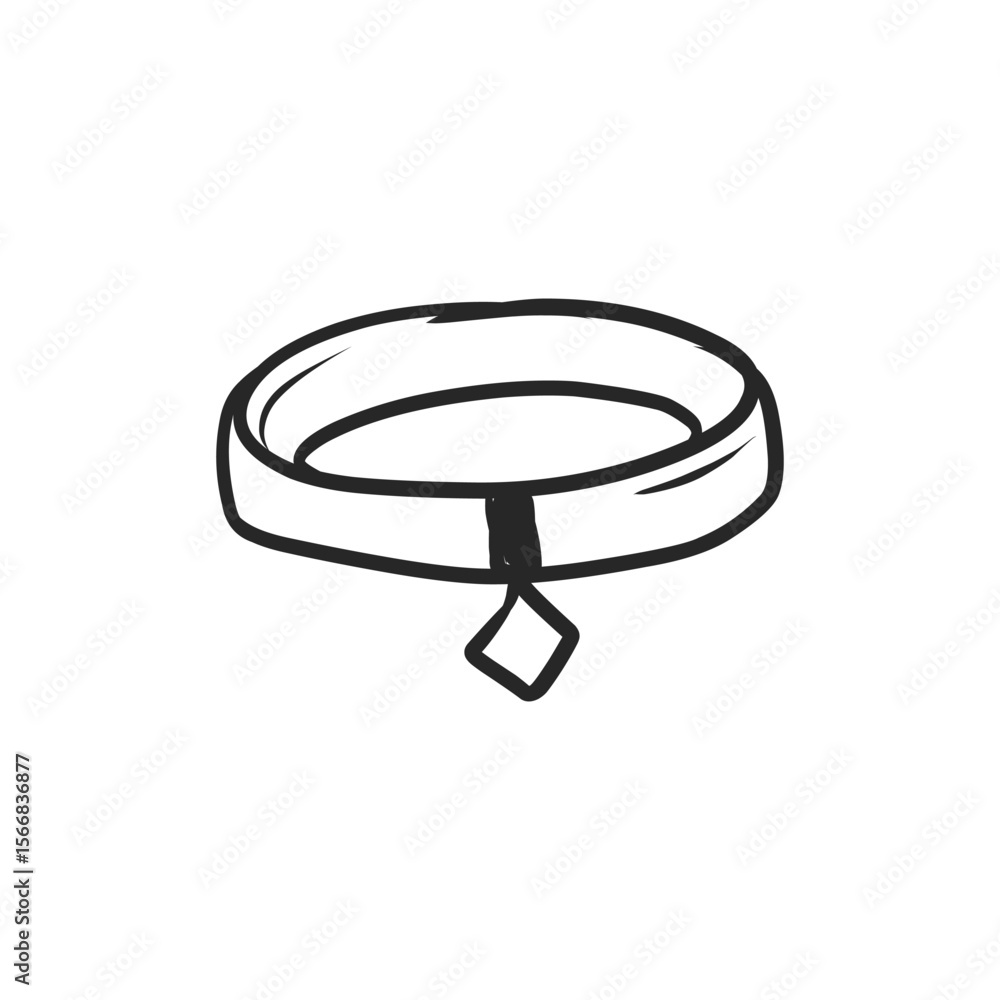 Naklejka premium Stylish Hand-Drawn Pet Collar with Tag for Dog or Cat Identification