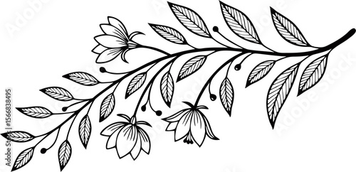 flower and leaves hand drawn