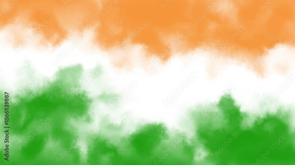 gradient background of Indian national flag colour in cloudy style. orenge, white and green colour animation. concept for independence day.