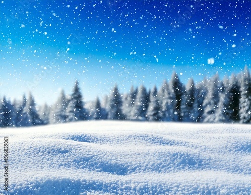 Wallpaper Mural Beautiful winter snowy background. Snow-covered fir tree in forest in snowdrifts in snowfall  Torontodigital.ca