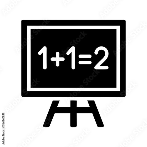 Chalkboard icon with a simple math equation for school, learning, and basic arithmetic.