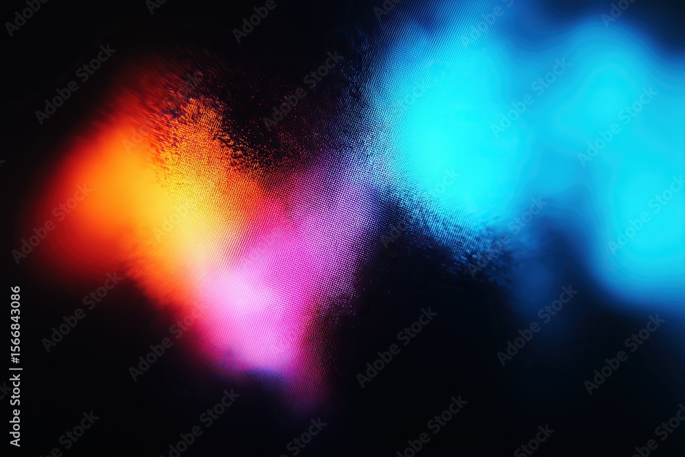 Fototapeta premium Abstract color lights on display screen with orange blue and purple hues