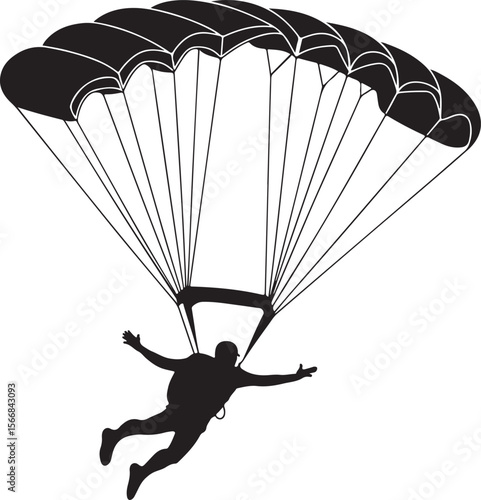 Skydiver Freefall Silhouette Over Mountains

Parachutist Deploying Canopy Vector Design

Tandem Skydiving Silhouette Scene

Parachute Opening in Midair Vector Art

Landing Parachutist Silhouette Illus