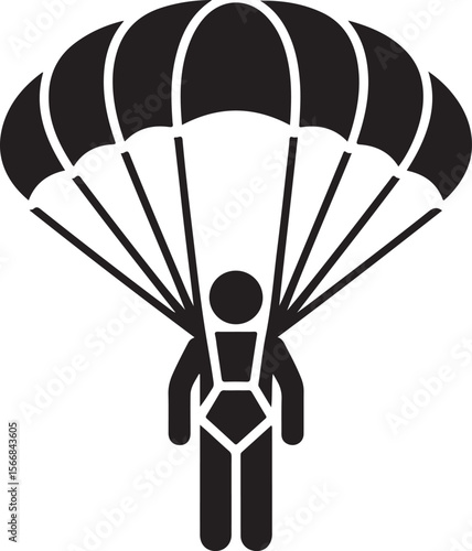 Skydiver Freefall Silhouette Over Mountains

Parachutist Deploying Canopy Vector Design

Tandem Skydiving Silhouette Scene

Parachute Opening in Midair Vector Art

Landing Parachutist Silhouette Illus
