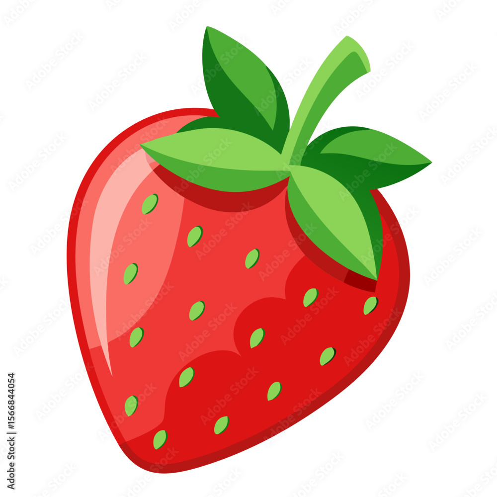 Obraz premium Fresh Strawberry with Leaves Isolated on White Background