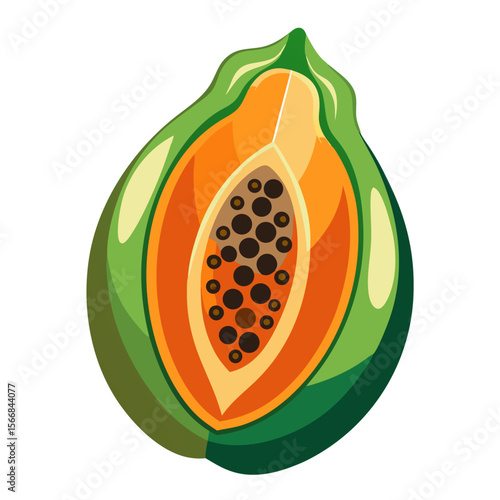 Whole and Sliced Papaya Isolated on White Background – Tropical Fruit
