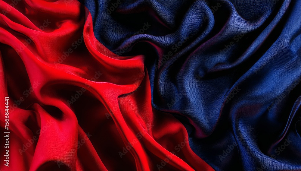 Fototapeta premium Abstract Red and Blue Silk Fabric Elegant Texture for Design Backgrounds and Artistic Compositions
